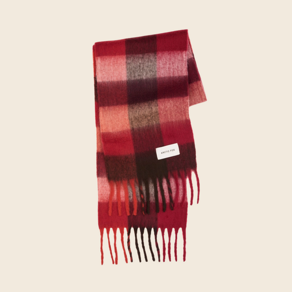 The Reykjavik Recycled Scarf | Burgundy Check
