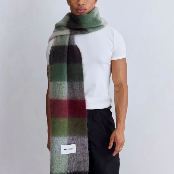 The Reykjavik Recycled Scarf | Mossy Green Check