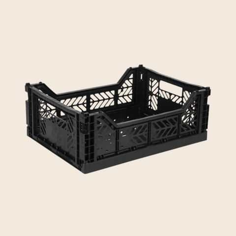Midi Folding Storage Crate | Black