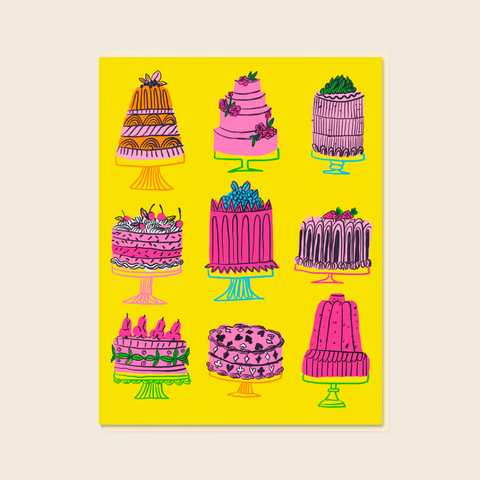 Nine Cakes Celebration Card