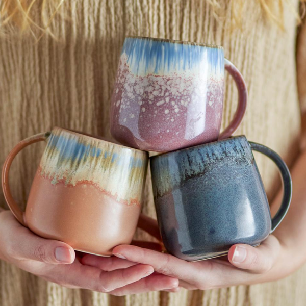 Cloe Stoneware Mug | Purple, Peach, Grey
