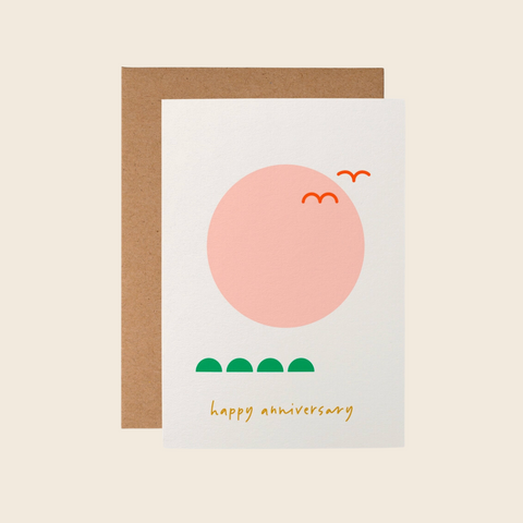 Happy Anniversary Pink Sun Card