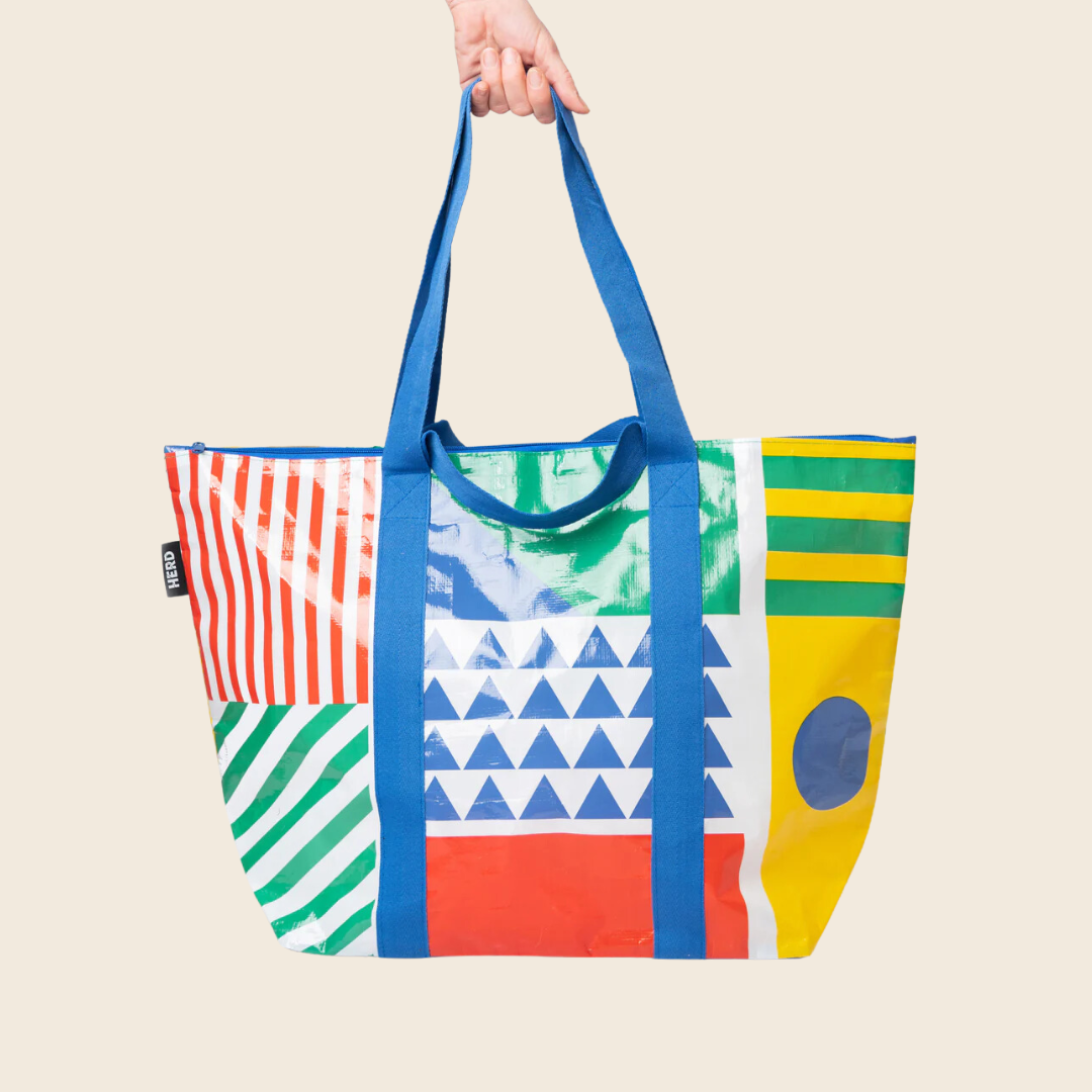 The Memphis Recycled Plastic Tote Bag Zip Closure