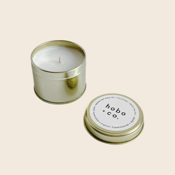 Frankincense and Myrrh Golden Tin Candle