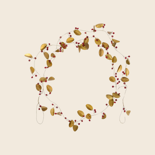 Brass Garland with Wooden Red Berries