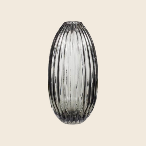 Glass Ripple Vase | Smoked Grey