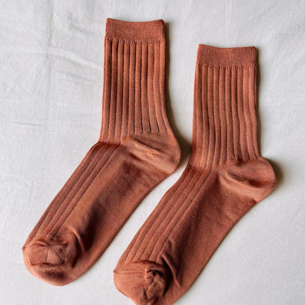 Knit Rib Her Socks in Nude Peach