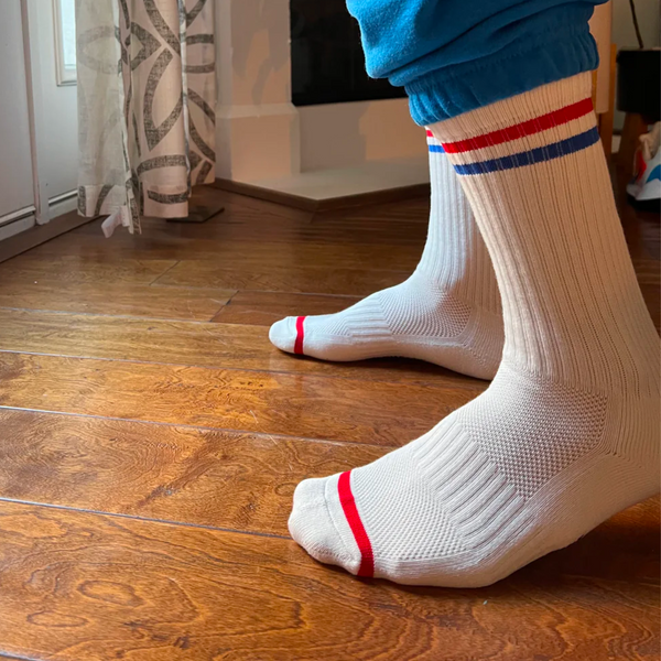 Le Bon Shoppe Men's Extended Boyfriend Socks | Milk