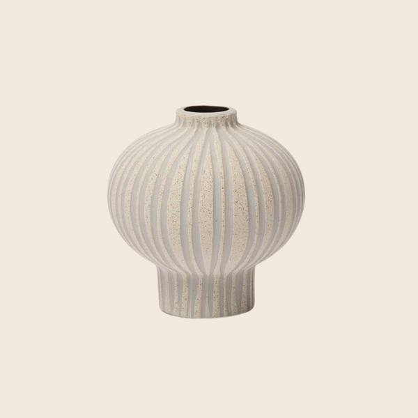 Cecilia Ceramic Vase | White Sand Stripe