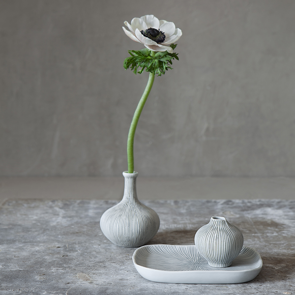 Athen Ceramic Vase | Grey Stripe