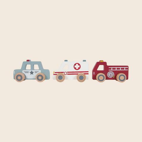 Wooden Emergency Service Vehicles - Set of 3