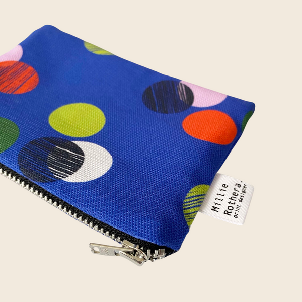 Spot Cotton Coin Purse in Blue, Green, Red and Pink