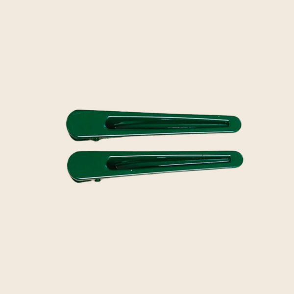 Triangle Hair Clip Duo | Forest Green