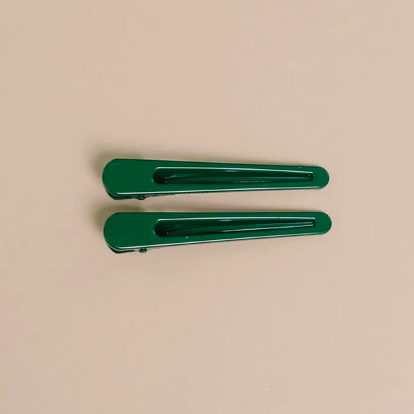 Triangle Hair Clip Duo | Forest Green