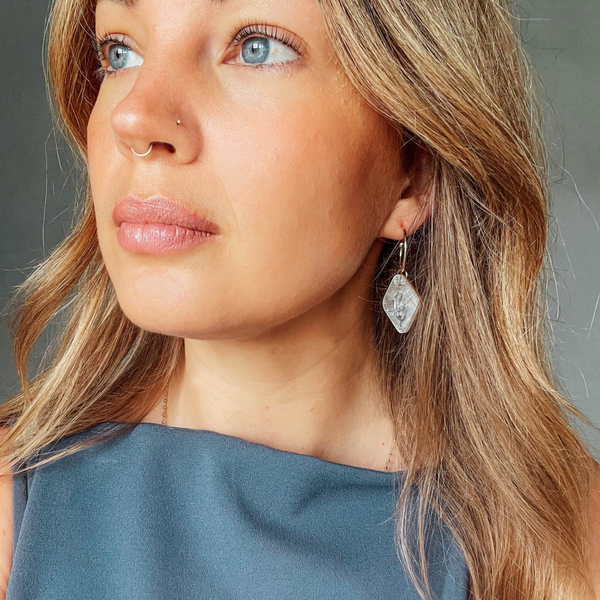 Celestial Coral Hoops | Gold Marble