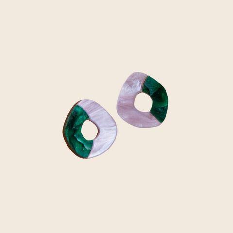 Pepper You Oh Stud Earrings in Teal and Lilac