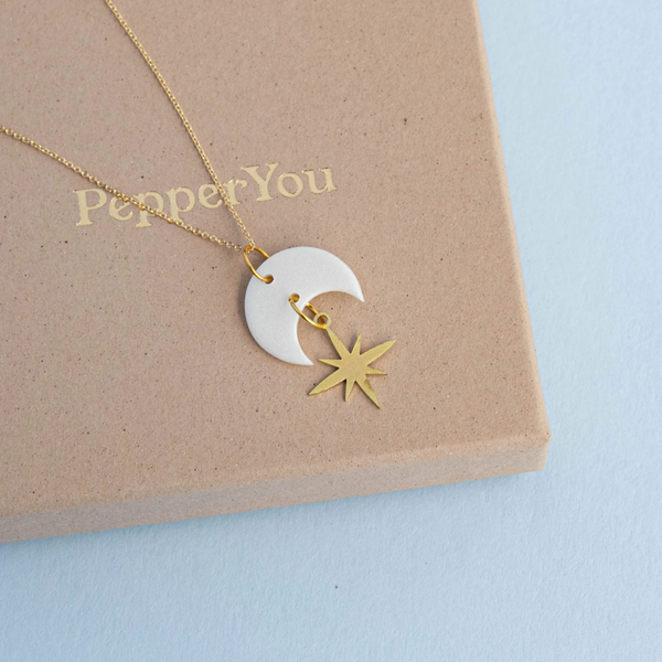 Celestial Crescent Necklace | White