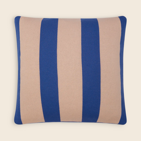 Enkel Cotton Knit Cushion | Cobalt and Blush