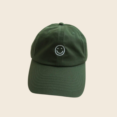 Smiley Face Cap | Olive Green
