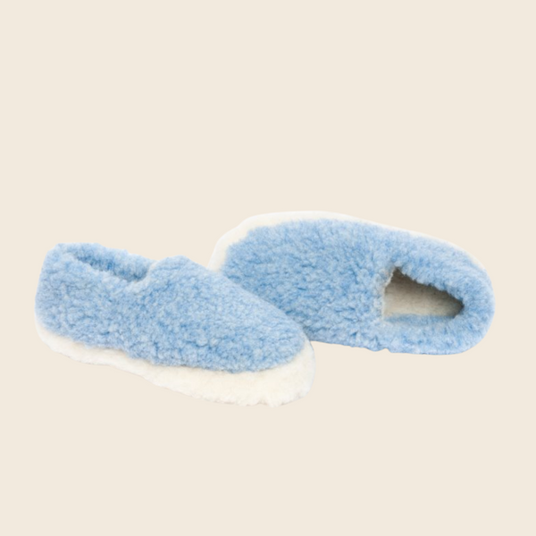 Yoko Wool Siberian Full Slippers | Light Blue