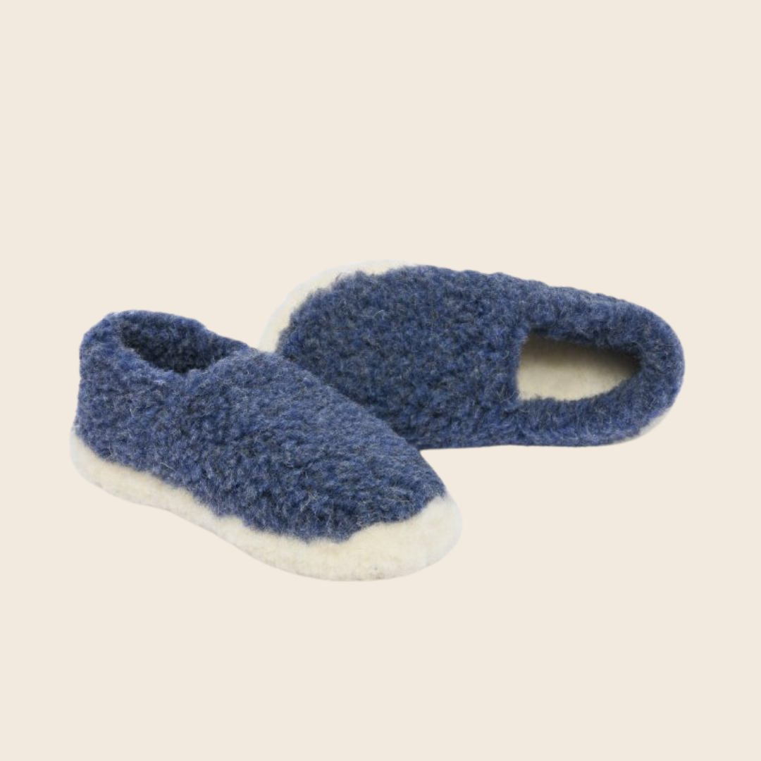 Yoko Wool Siberian Full Slippers Dark Blue