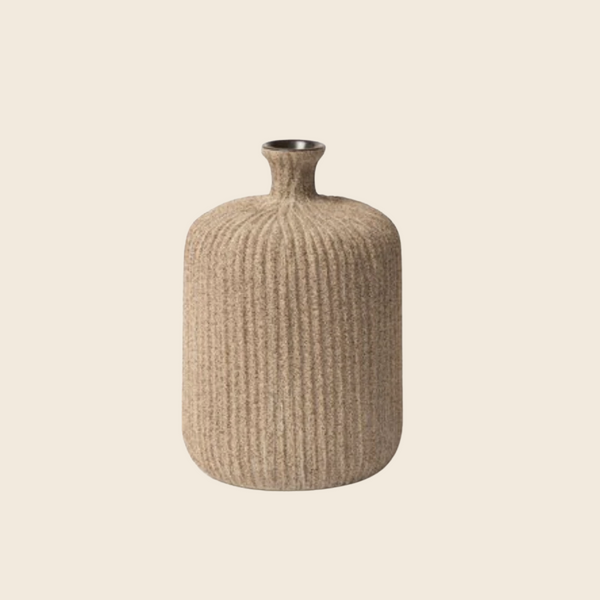 Ceramic Bottle Vase | Brown Sand Stripe