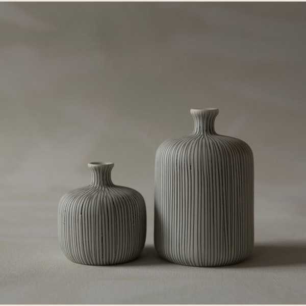 Lindform Small Ceramic Bottle | Grey Stripe