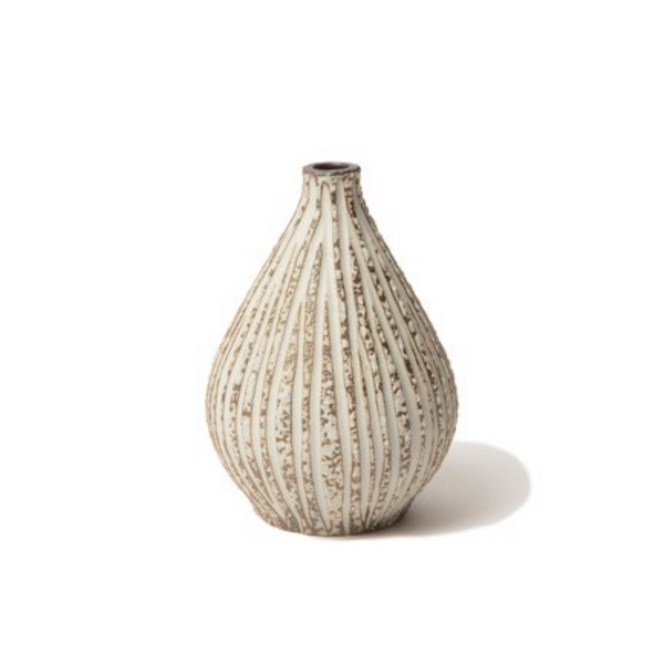 Kobe Ceramic Bud Vase | Brown Stone Stripe