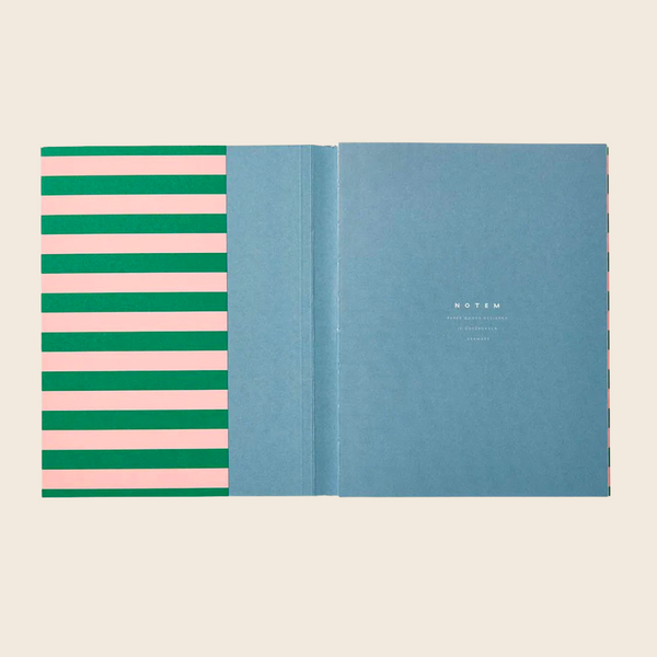 Medium Uma Lay Flat Notebook | Green and Pink Stripe