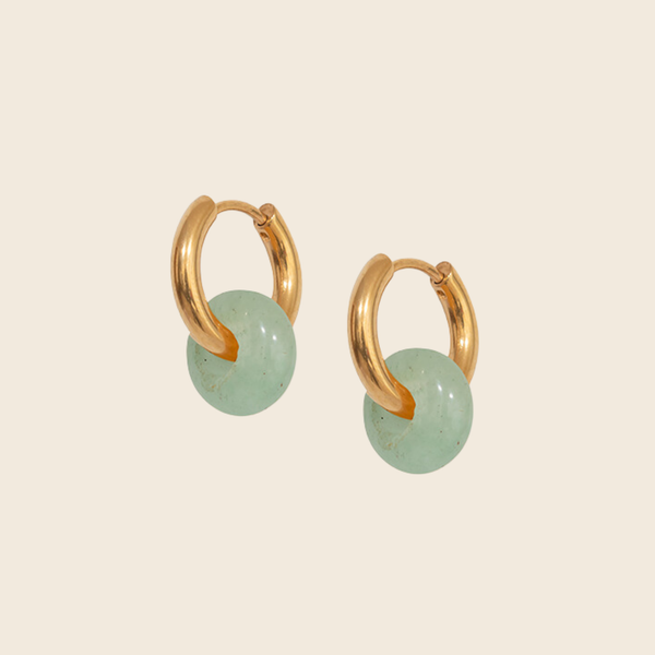 Mint Agate Bead Hoops