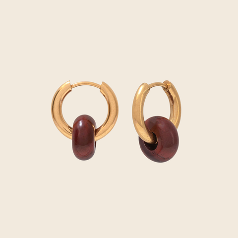 Red Jasper Bead Hoops