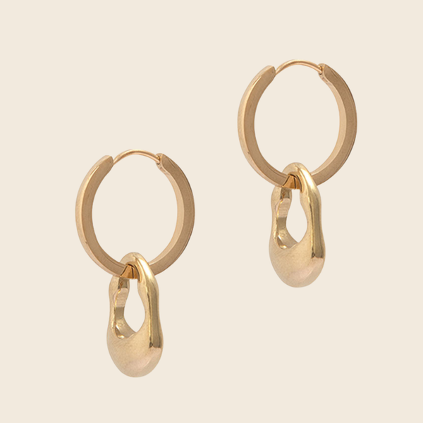 Gold Neve Drop Hoops