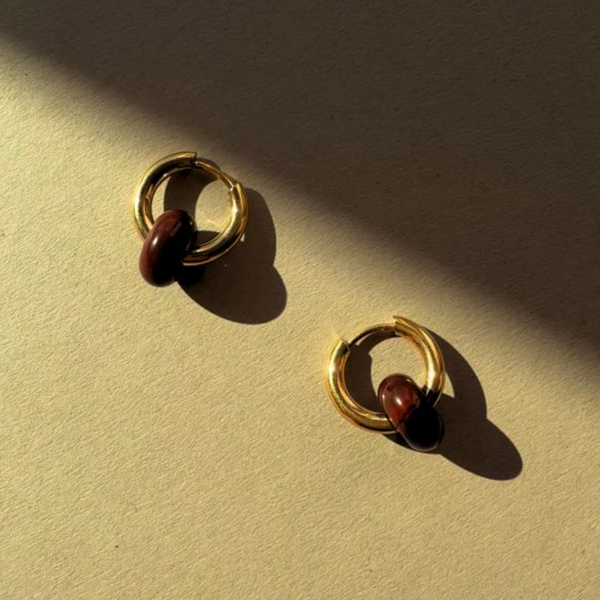Red Jasper Bead Hoops