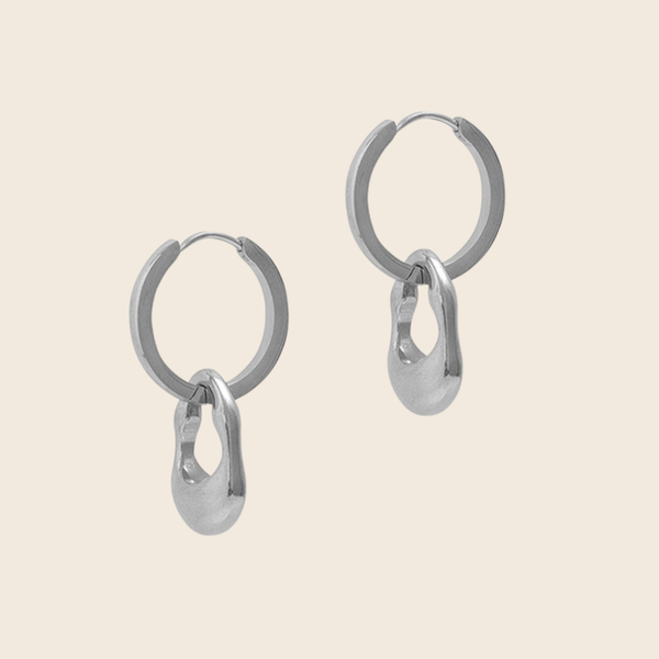 Silver Neve Drop Hoops