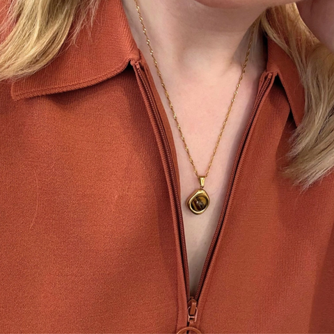 Monroe Tiger Eye Necklace | Gold