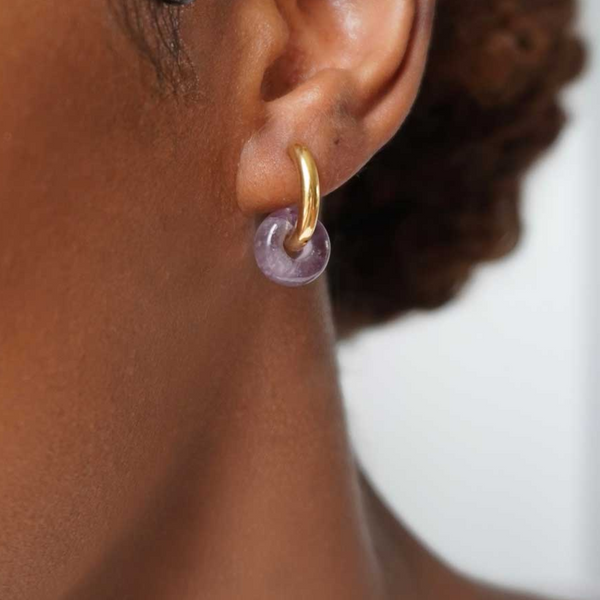 Amethyst Crystal Hoops