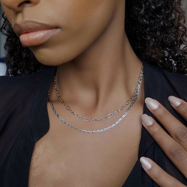 Silver Delicate Layered Chain Necklace