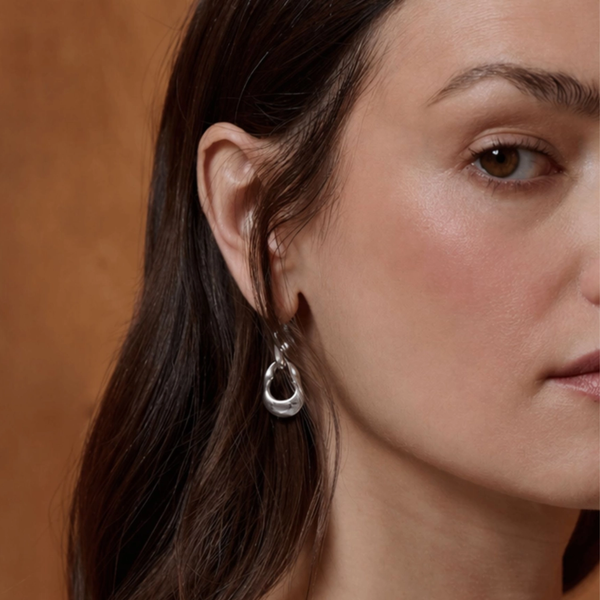 Silver Neve Drop Hoops