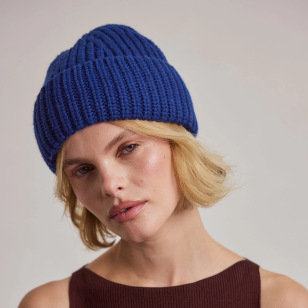 Unisex Merino Wool Beanie | Denim Blue