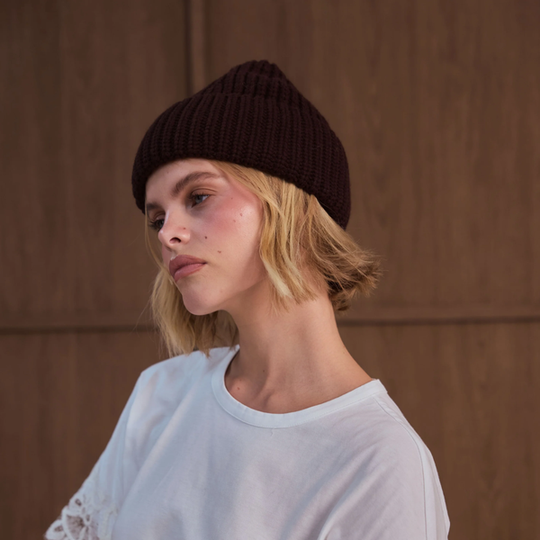 Unisex Merino Wool Beanie | Espresso Brown