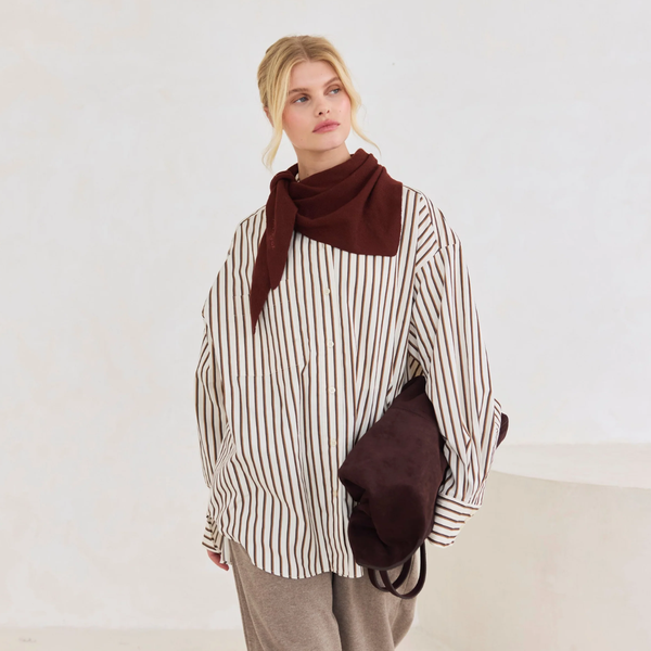 Merino Wool Triangle Scarf | Walnut Brown