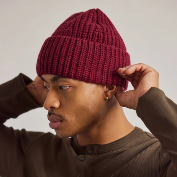 Merino Wool Beanie | Dark Burgundy
