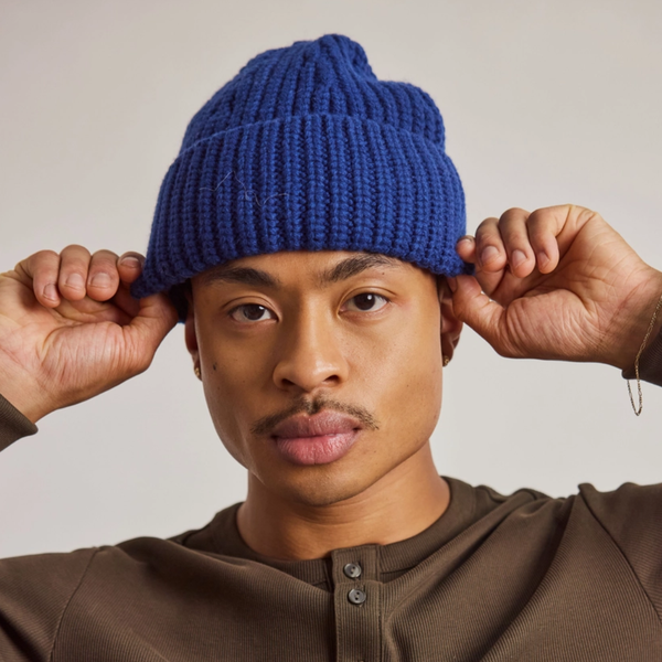 Unisex Merino Wool Beanie | Denim Blue