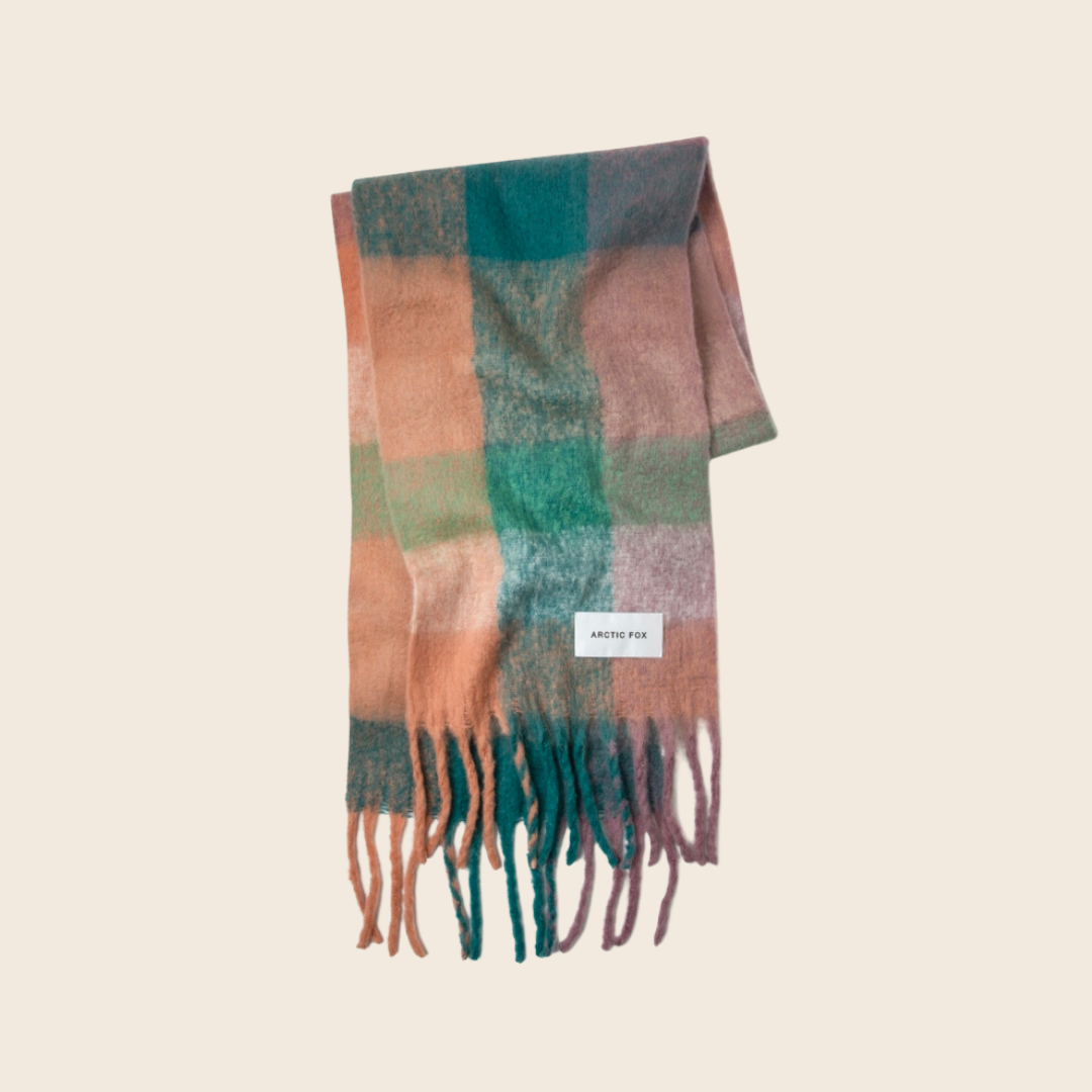 The Reykjavik Recycled Scarf | Lilac Green Check