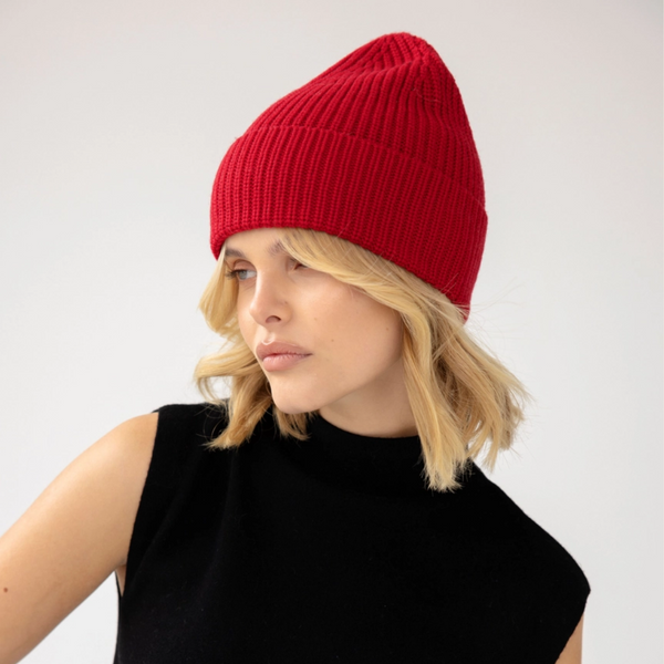 The Merino Wool Beanie | Rosewood Red