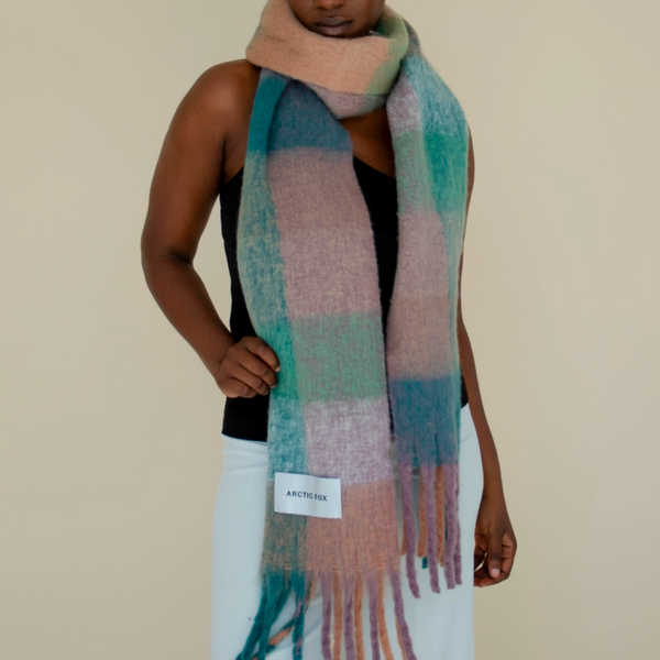 The Reykjavik Recycled Scarf | Lilac Green Check