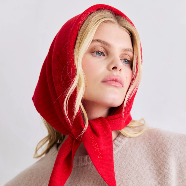 Merino Wool Triangle Scarf | Flame Red