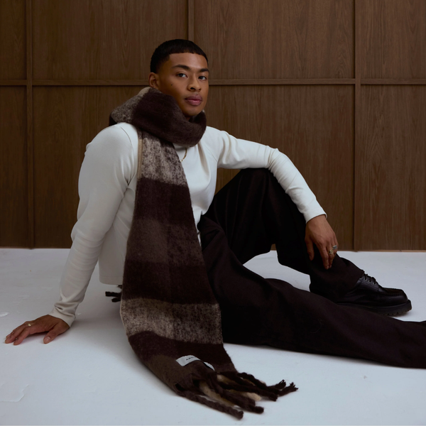 The Reykjavik Recycled Scarf | Brown Check