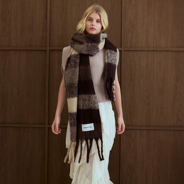 The Reykjavik Recycled Scarf | Brown Check