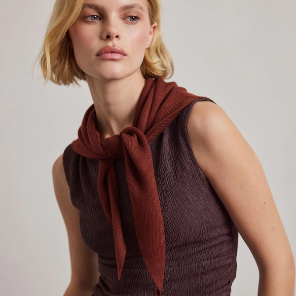 Merino Wool Triangle Scarf | Walnut Brown